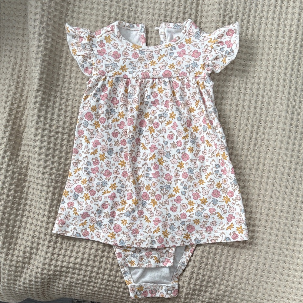 Carter's Pink & Blue Floral Baby Dress with Bloomer
